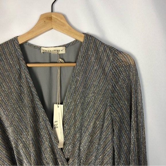 Lovestitch Shooting Star Metallic Wrap Long Sleeve Mini Dress S - Picture 4 of 4